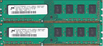 【中古】 Micron PC3-8500U (DDR3-1066) 2GB x 2枚組み 合計4GB 240pin DIMM 4G Kit デスクトップパソコン用メモリ【中古】