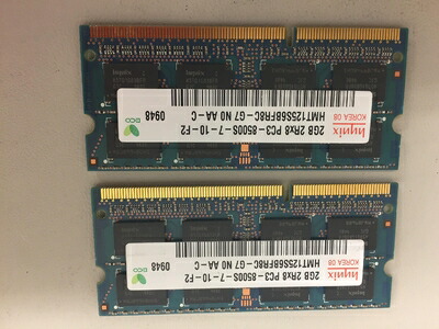 【中古】 hynix PC3-8500S (DDR3-1066) 2GB x 2枚組み 合計4GB SO-DIMM 204pin ノートパソコン用メモリ 動作品