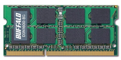 【中古】 BUFFALO PC3-12800 204Pin DDR3 SDRAM S.O.DIMM 8GB D3N1600-8G