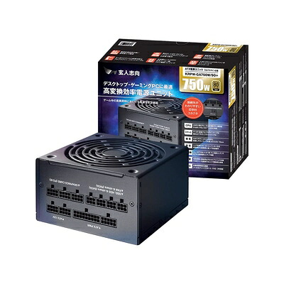 【中古】 玄人志向 80Plus GOLD 750W ATX 電源 ユニット フルプラグイン セミファンレス KRPW-GA750W/90+