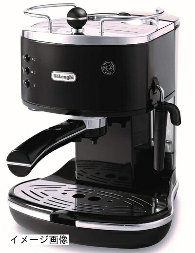 【新古品】 DeLonghi(デロンギ) De\u0027Longhiエスプレッソ製造業者 アイコナ ECO310BK カップチーノ ラテアート エスプレッソ機関 カップウォーマートレイ レトロデザイン [黒いこと] 身寄り書きとどめるで