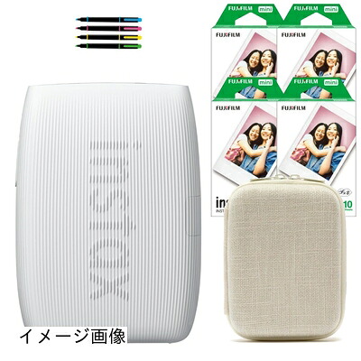 【新古品】 富士フイルム チェキ スマホプリンター instax mini Link3 クレイホワイト＆ケース＆フィルム40枚＆デコペン(7点セット) 20,734円
