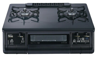 【中古】（新古品） パロマ ガスコンロ 2口 PA-380WA エブリシェフ 【左強火力焼却装置/都市屁っ放り12A/13A】 黒いことプラチナ 水なし両面焼大衆食堂
