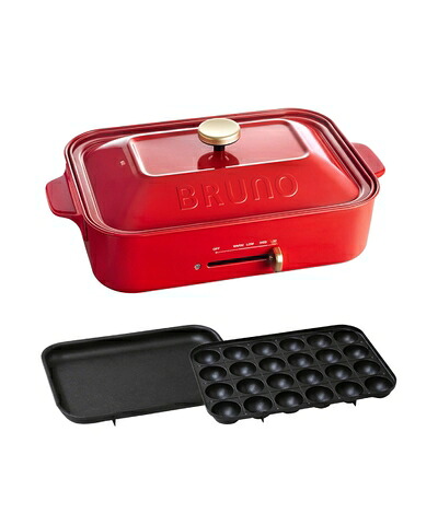 【中古】（新古品） BRUNO コンパクトホットプレート レッド BOE021-RD