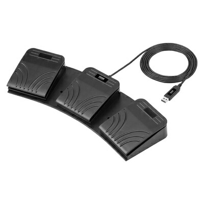 【中古】（新古品） サンワダイレクト フットペダル スイッチ USB 有線接続 静音 3連 手前押し プログラム PC 割り当て ゲーミング キーボード フットスイッチ フット ショートカット 400-MA214BK