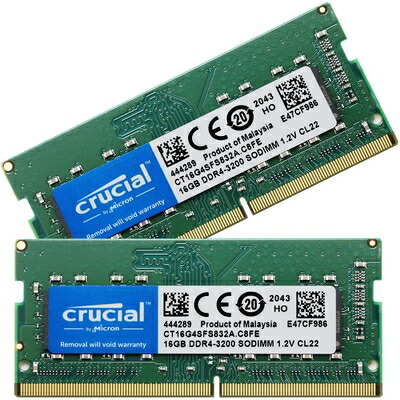 【中古】（新古品） Crucial 万覚え帳パソコン用 記憶装置 パソコン4-25600(DDR4-3200) 32GB(16GBx2枚) SODIMM CT16G4SFS832A [並行輸入品]
