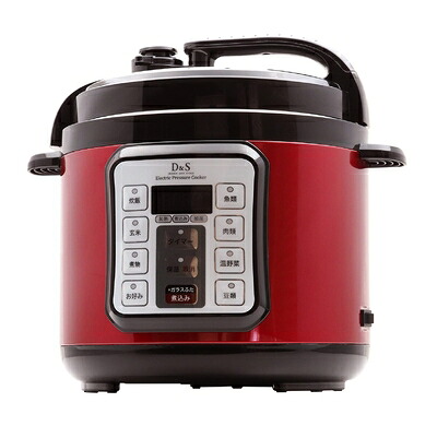 【中古】（新古品） D&S ディーアンドエス 食材を入れてタイマーを押すだけ簡単調理電気圧力鍋 4.0L レッド ほったらかし電気圧力鍋 手軽に圧力調理 タイマー機能付き 再加熱もできるガラス蓋付き STL-EC50R｜ベアホームズ