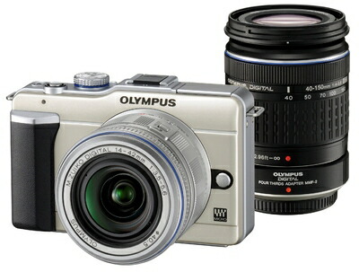 【中古】 OLYMPUS ミラーレス一眼 PEN E-PL1ダブルズームキット シャンパンゴールド E-PL1 TLMK GLD