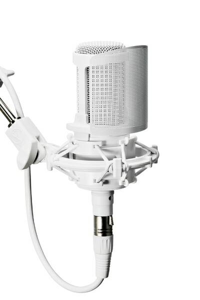 【中古】（新古品） オーディオテクニカ AT2020 CWH コンデンサーマイク XLR 動画配信 宅録 ポッドキャスト 実況 DTM レコーディング マイク 【公式限定カラー】 コンプリートホワイト ポップフィルター ショックマウント付き