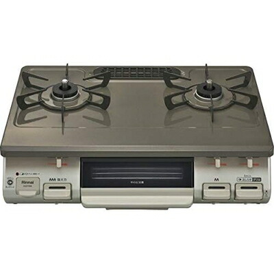 【中古】（新古品） リンナイ ガスコンロ KG67PBRL 13A 大衆食堂付屁っ放り早見表 都市屁っ放り用 左強火力 約59糎 パールブラウンベージュ