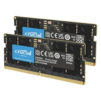 【中古】（新古品） Crucial ノートPC用増設メモリ 32GB(16GBx2枚) DDR5 4800MT/s(PC5-38400) CL40 SODIMM 262pin 【品】 CT2K16G48C40S5