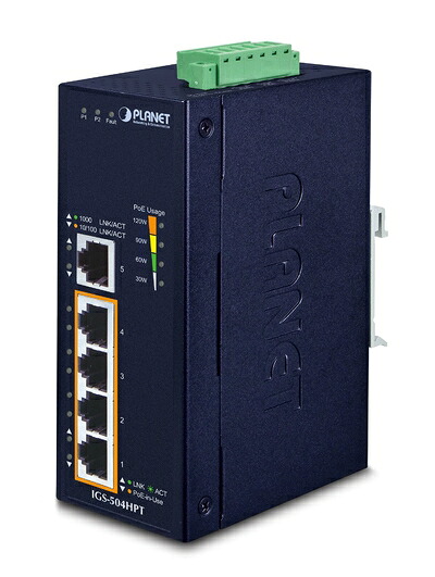 【新古品】 PLANET Technology 製作用802.3at PoE+ギガビットイーサネットスイッチングハブ IGS-504HPT 1台 有線LAN-パソコン・周辺機器-ネットワーク機器