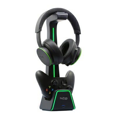 【新古品】 Tilted Nation 3 in 1 ゲーム用ヘッドセットとコントローラースタンド PS5とXboxシリーズX充電ステーション用 - ゲームコントローラーホルダーとヘッドホンスタンド デスク用 プレイステーションとXbox磁気充電器付き