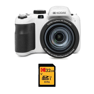【中古】（新古品） Kodak PIXPRO AZ425 Astro Zoom 20MP デジタル写真機 42倍光学望遠レンズ付き添い人 (白いこと) Kodak 32GB SD歌留多付き添い人 (2科目)