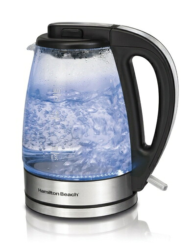 【中古】（新古品） Hamilton Beach 1.7L 玻璃明かり湯沸かし 茶の葉と水用 コードレス LED表示計器 自動小銃シャットオフ 煮え繰り返る押しとどめる 無光沢金属元素 (40865) せつ然たる