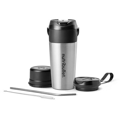 【中古】（新古品） nutribullet Flip Portable Blender with Insulated Cup, Brushed Stainless, NBPB50350SS