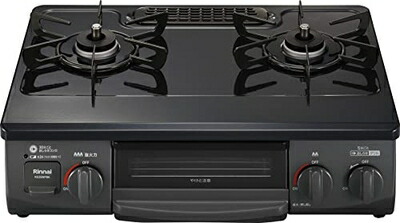 【中古】（新古品） リンナイ 屁っ放り速見表 ガスコンロ 都市屁っ放り12A・13A用 幅約56珊 パールクリスタルトップ 片面焼き食べ物屋 左強火力 KG35NPBKL/13A パール黒いこと