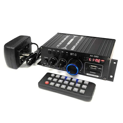 【中古】（新古品） lifepower 小型2chオーディオアンプ 出力40W＋40W USB/SDカード再生可 アルミボディ Hi-Fiステレオ 12V/2Aアダプター/リモコン付 多機能パワーアンプ 各種音楽プレーヤー 車載用アンプ