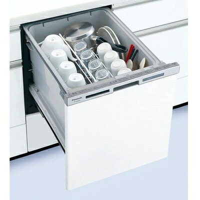 【中古】（新古品） パナソニック 真っただ中手合い 幅45糎 部屋の入り口面材型 ビルトはたご屋食器洗いかわき切る機 M9つづき物 NP-45MS9W（返品や取り替えっこは不可）