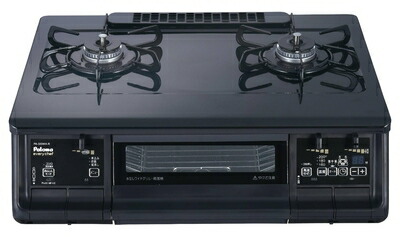 【中古】（新古品） パロマ ガスコンロ 2口 PA-380WA エブリシェフ 【右強火力バーナー/プロパンガス(LPG)】 ブラックプラチナ 水なし両面焼グリル｜ベアホームズ