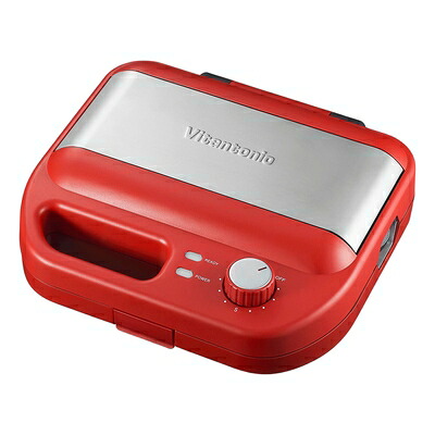 【中古】（新古品） [ ビタントニオ 公式 ] ワッフル＆ホットサンドベーカー (VWH-600-R)【 新カラー登場！2種類のプレート付き 】 ホットサンドメーカー 電気 ワッフル メーカー サンドイッチメーカー (レッド)