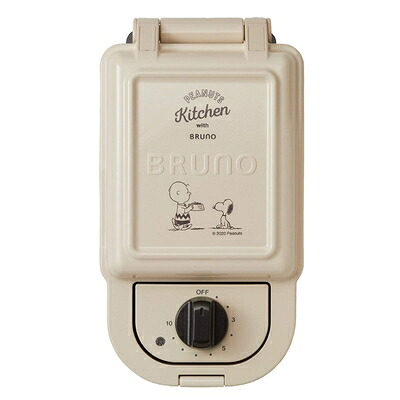 【中古】（新古品） BRUNO ブルーノ ホットサンドメーカー スヌーピー 耳まで焼ける 電気 シングル PEANUTS BOE068-ECRU