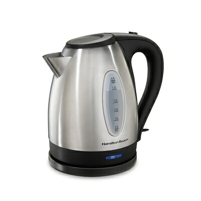 【中古】（新古品） Hamilton Beach 電気ティーケトル 湯沸かし器&ヒーター 1.7リットル コードレス配膳 1500ワット 急速沸騰 自動遮断 沸騰乾燥保護 ステンレススチール (40880)