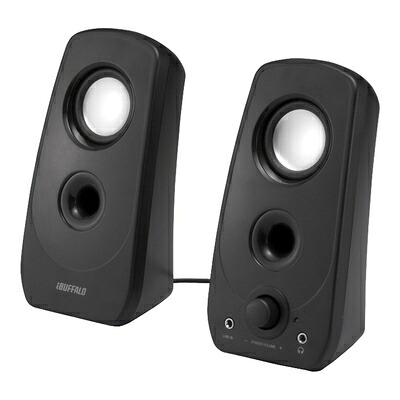 【中古】 BUFFALO 2.0ch マルチメディアスピーカー USB電源/ステレオミニプラグ音源 ブラック BSSP28UBK