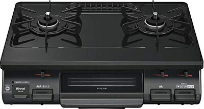 【中古】（新古品） リンナイ ガスコンロ 屁っ放り早見表 幅約60糎 片面焼大衆食堂 うしろ押し焚きつける 左強火力 プロパン用 黒いこと KG67BKL/LP