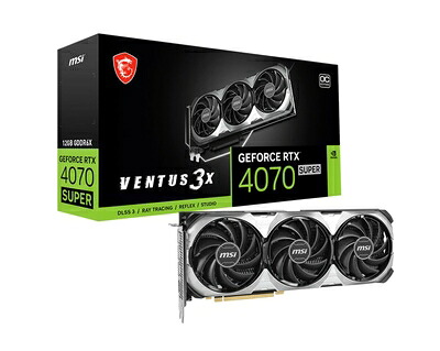 【中古】（新古品） MSI GeForce RTX 4070 SUPER 12G VENTUS 3X OC ゲーミンググラフィックスカード - 12GB GDDR6X PCI Express Gen 4 192ビット 3x DP v 1.4a, HDMI 2.1a (4K & 8K HDR対応)