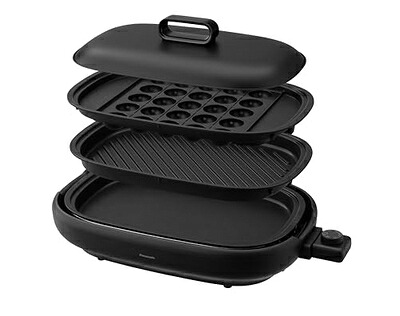 【中古】 パナソニック ホットプレート 3枚タイプ 焼肉プレート たこ焼き器 平面 大型 ブラック NF-HM310-K|ベアホームズ
