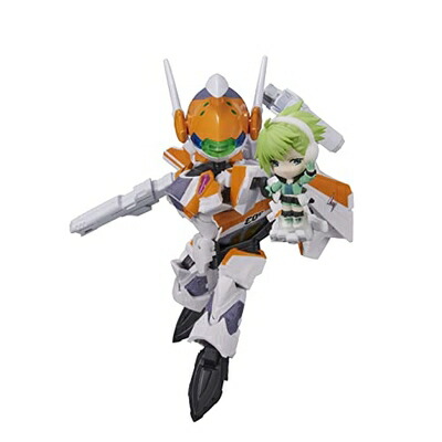【中古】(新古品) TINY SESSION マクロスΔ VF-31E ジークフリード(チャック・マスタング機) with レイナ・プラウラー 約100mm PVC&ABS製 塗装済み可動フィギュア