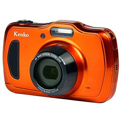 【中古】(新古品) Kenko デジタルカメラ DSC200WP 防塵・防水 IP58 2016万画素 光学4倍ズーム 1m耐衝撃 オレンジ 438589|ベアホームズ