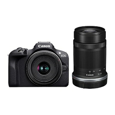 【中古】（新古品） Canon ミラーレス一眼カメラ EOS R100 ダブルズームキット(RF-S18-45+RF-S55-210) ブラック/APS-C/約356g EOSR100-WZK｜ベアホームズ 69,810円