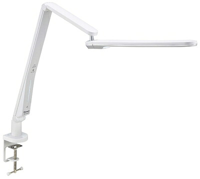 【中古】（新古品） パナソニック LEDデスクライト クランプ型 パソコンくっきり光搭載 非接触タッチレススイッチ スマホ充電USBポート付 6ヶ所可動 器具光束855ルーメン JIS:AA形相当 ホワイト仕上×シルバー SQ-LC570-W