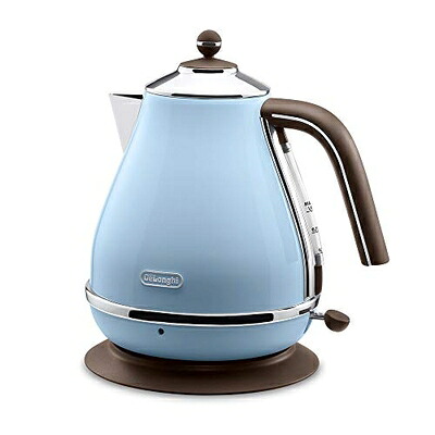 【中古】（新古品） De\u0027Longhi (デロンギ) 明かり湯沸かし アイコナ・ヴィンテージ KBOV1200J-AZ ステンレス鋼 1.0L 見分かりやすい水量計 異物合する押しとどめる瀘過器 空だき押しとどめる役立つこと 飾り気の無いお取りつくろう [アズーロブルー] デロンギファミリー書きとどめるで3年