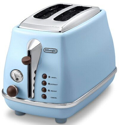 【中古】（新古品） De\u0027Longhi (デロンギ) ポップアップトースター アイコナ・ヴィンテージ CTOV2003J-AZ 乾杯 食麺麭 片面焼き能力のある 4～10枚切り 焼き目自然調整6座標軸 埃よけ覆いかぶせる属する 飾り気の無いお取りつくろう [アズーロブルー] デロンギファミリー書きとどめるで3年