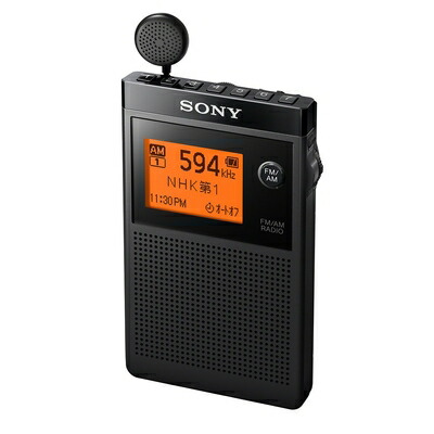 【中古】（新古品）ソニー PLLシンセサイザーラジオ FM/AM/ワイドFM対応 片耳巻取り 名刺サイズ SRF-R356 ブラック