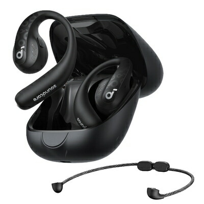 【中古】（新古品） Anker Soundcore AeroFit Pro（Bluetooth 5.3）【オープンイヤー型ワイヤレスイヤホン / 3Dオーディオ / IP55防塵防水規格/ 最大46時間再生 / マルチポイント接続/PSE技術基準適合】ミッドナイトブラック