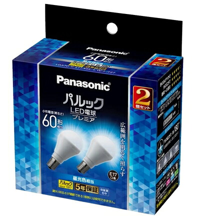 【中古】（新古品） パナソニック ミニクリプトン型 LED電球 プレミア E17口金 電球60形相当 2個入 昼光色相当(6.7W) 小形電球広配光タイプ 密閉器具対応 LDA7DGE17K6ESW2F2T