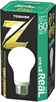 【中古】（新古品） 東芝 ネオボールZリアル 電球形蛍光ランプ 電球60ワットタイプ 昼白色 EFA15EN/12-R 口金直径26mm