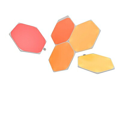 【中古】（新古品） Nanoleaf(ナノリーフ) Shapes Hexagon (シェイプス ヘキサゴン) スターターパック 5枚入り 簡単取付 1680万色 RGBCWマルチカラー スマートライト ゲーミングライトパネル インテリア NL42-5006HX-5PK