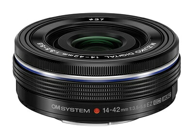 【中古】（新古品）OM SYSTEM Olympus M.Zuiko Digital 14-42粍 F3.5-5.6 EZ 黒いこと マイクロフォーサーズシステムカメラ用 パウダーコンパクト3倍望遠レンズ