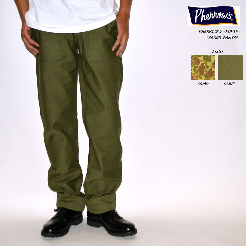 Pherrow's ワークパンツ オリーブ色 楽天市場】フェローズ Pherrow's PUP1 コットンバックサテンベイカー