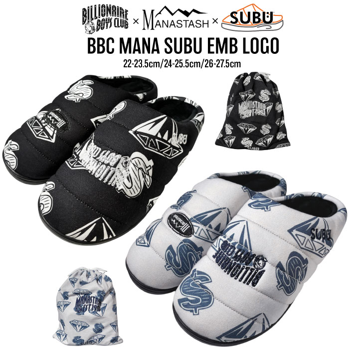 MANASTASHxBILLIONAIRE BOYS CLUB BBC MANA SUBU EMB LOGO ビリオネア・ボーイズ・クラブ スブ マナスタッシュ サンダル 靴 ストリート ブランド 冬 起毛 暖かい 792-6190001