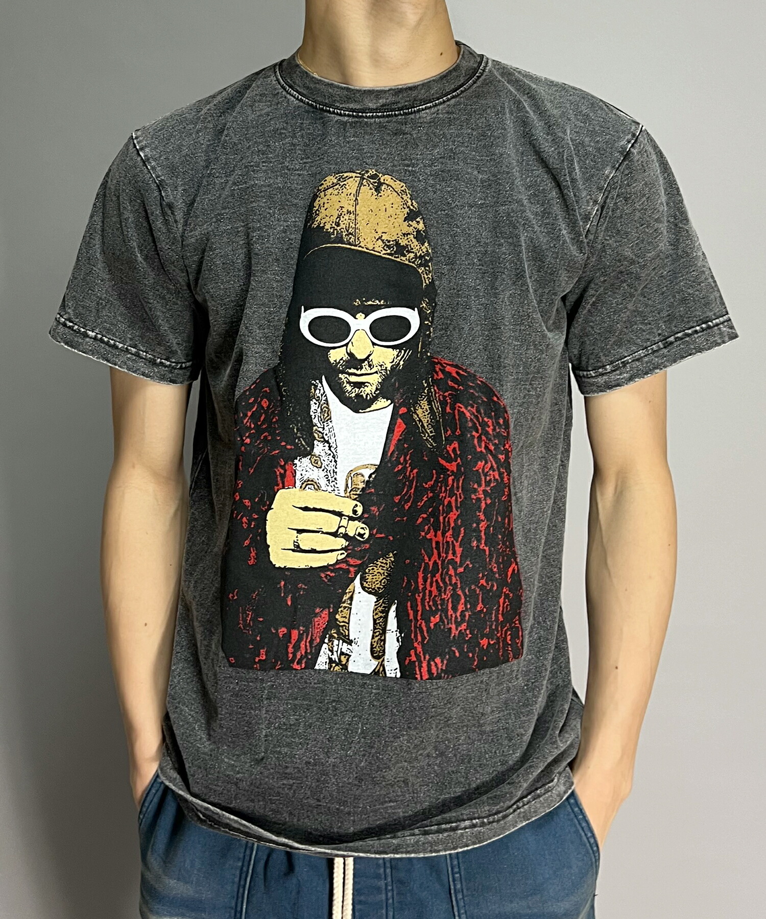 カート・コバーン オーバーサイズTシャツ グレー ロックT バンドTシャツ,通販 カート コバーン,Tシャツ,Kurt Cobain 公式