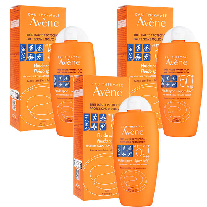 アベンヌ スポーツフルイド SPF50+ 100ml 3本 Avene Fluide Sport 敏感肌 顔 体 国際書留郵便発送 海外通販 正規品 日時指定不可