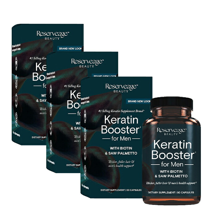 素敵な ビオチンレスベラトロール配合男性用ケラチンヘアブースター60ベジカプセル 3本 Keratin for Men w Biotin  Resveratrol 抜け毛 髪質改善 エイジングケア fucoa.cl