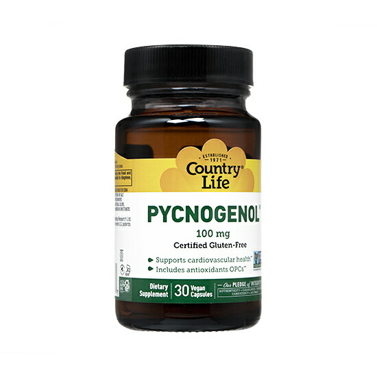 カントリーライフ ピクノジェノール　100mg　30カプセル　1本CountryLife　ポリフェノール 国際郵便書留発送 海外通販 正規品 日時指定不可
