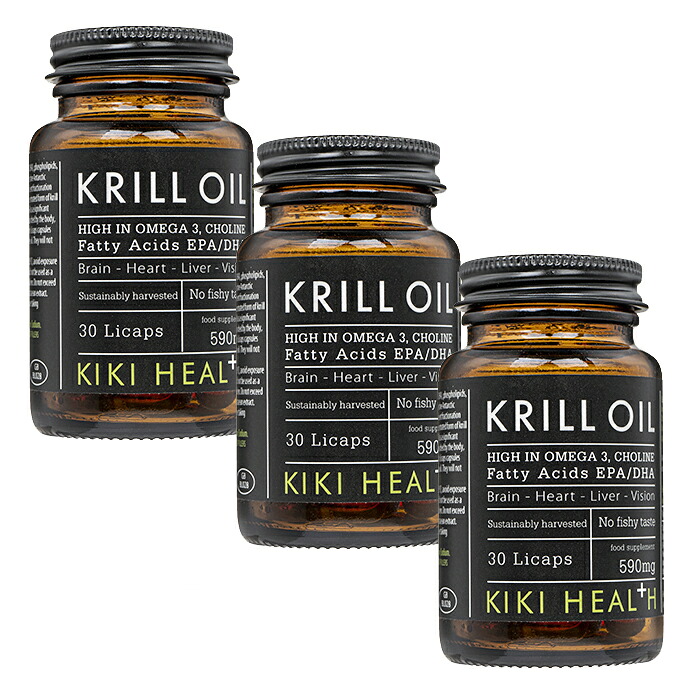 クリル油絵の具 30錠 3本 キキヘルス Kiki-Health ゼロ3脂肪酸 EPA DHA リン脂質 コリン アスタキサンチン グルテン無償性 インターナショナル置き手紙留め書き送りとどける 外国で通信販売 定まり品 日にち任じる不可